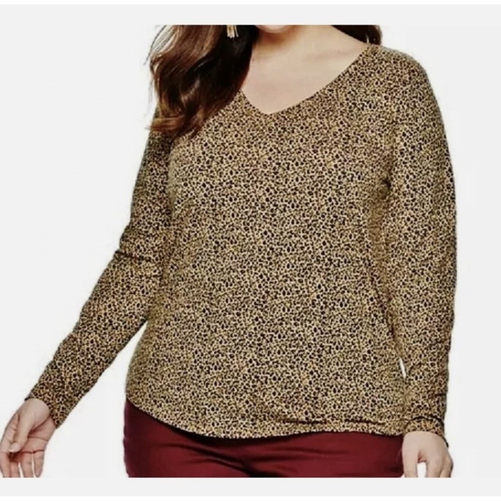 Evri Relaxed Fit Super Soft Pullover Animal Print Blk Brown Everyday Tee‎ 2x #2